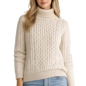 Cozy Cream Cable Knit Turtleneck Sweater
